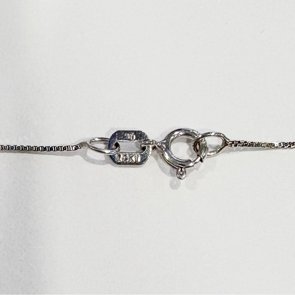 Vintage 14K White Gold Diamond Solitaire Necklace: Princess Cut Dainty Pendant - Picture 10 of 11